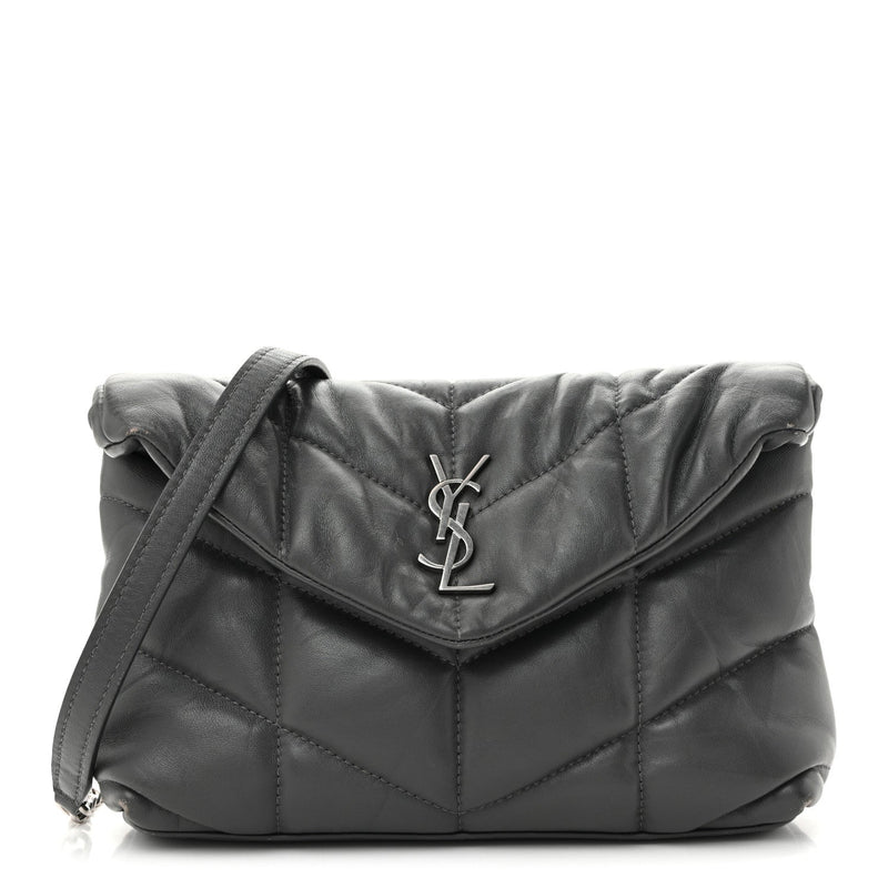 Lambskin Quilted Toy Loulou Puffer Monogram Chain Satchel Fog