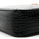 Patent Calfskin Crocodile Embossed Monogram Lou Camera Bag Black