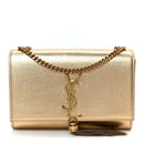Metallic Calfskin Small Classic Monogram Kate Tassel Satchel Gold