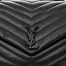 Calfskin Y Quilted Monogram Monochrome Large Loulou Chain Satchel Black
