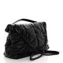 Lambskin Quilted Monogram Monochrome Small Loulou Puffer Chain Satchel Black