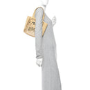 Yarn Raffia Effect Crochet Logo Embroidered Small Tote Bag Naturale