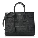 Calfskin Crocodile Embossed Small Sac de Jour Black