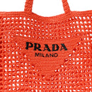 Yarn Raffia Effect Crochet Logo Embroidered Tote Bag Arancio