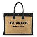 Raffia Linen Calfskin Rive Gauche Tote Naturale Black