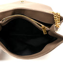 Suede Y Quilted Monogram Medium Loulou Chain Satchel Taupe