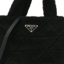 Shearling Nappa Triangle Quilted Patchwork System Tote Black