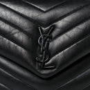 Calfskin Y Quilted Monogram Monochrome Medium Loulou Chain Satchel Black