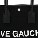 Linen Calfskin Rive Gauche Tote Black