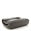 Sheepskin Matelasse Chevron Monogram Medium College Bag Asphalt