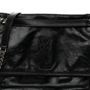 Crinkled Calfskin Monogram Medium Niki Chain Satchel Black