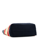 Raffia Crochet Stripe Tote Natural Blue