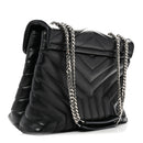 Calfskin Y Quilted Monogram Medium Loulou Chain Satchel Black
