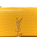 Calfskin Crocodile Embossed Kate Monogram Tassel Chain Wallet Saffron