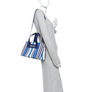 Canapa Vitello Striped Small Tote Turchese