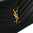 Grain De Poudre Matelasse Chevron Monogram Envelope Chain Wallet Black