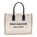 Linen Calfskin Small Rive Gauche Tote Greggio Natural