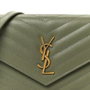 Grain De Poudre Matelasse Chevron Monogram Envelope Chain Wallet Light Sage
