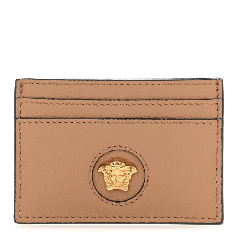 Calfskin Medusa Card Holder Brown