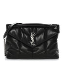 Lambskin Quilted Medium Loulou Puffer Monogram Chain Satchel Black
