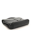 Sheepskin Matelasse Chevron Monogram Medium College Bag Black