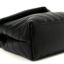 Calfskin Y Quilted Monogram Small Loulou Chain Satchel Black