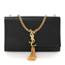 Smooth Calfskin Medium Classic Monogram Kate Tassel Satchel Black