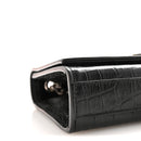 Calfskin Crocodile Embossed Small Classic Monogram Kate Tassel Satchel Black