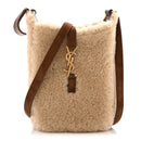 Shearling Suede Mini Le 5 A 7 Vertical Hobo Natural Beige Dark Cigar