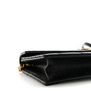Grain De Poudre Matelasse Chevron Monogram Envelope Chain Wallet Black