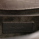 Calfskin Crocodile Embossed Medium Monogram Sunset Fog