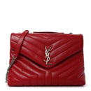 Calfskin Y Quilted Monogram Medium Loulou Chain Satchel Red