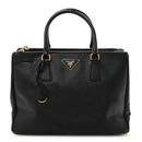 Saffiano Medium Galleria Double Zip Tote Black