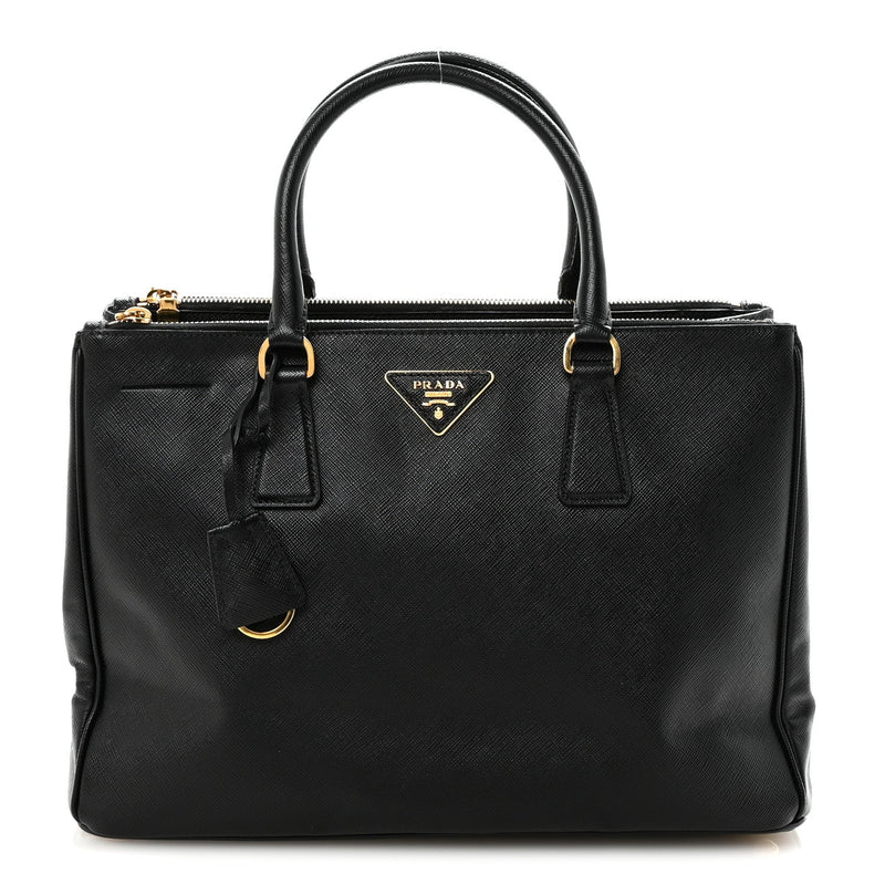 Saffiano Medium Galleria Double Zip Tote Black