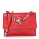 Calfskin Crocodile Embossed Medium Monogram Sunset Rouge Eros
