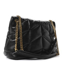 Lambskin Quilted Medium Loulou Puffer Monogram Chain Satchel Black