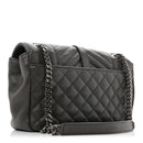 Sheepskin Tri-Quilt Monogram Medium College Bag Coal