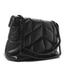 Lambskin Quilted Monogram Monochrome Medium Loulou Puffer Chain Satchel Black