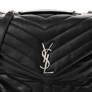 Calfskin Y Quilted Monogram Medium Loulou Chain Satchel Black