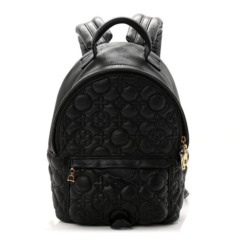 Lambskin Flower Quilted Palm Springs Backpack PM Black