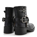 Calfskin Harness Enigneer Boots 37 Black