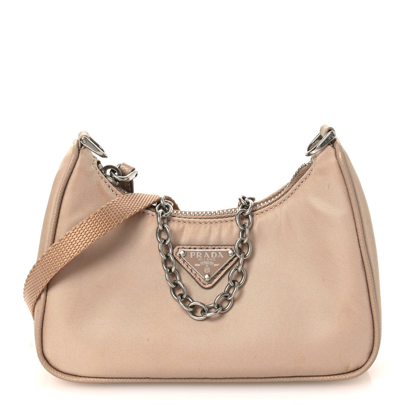 Tessuto Nylon Saffiano Mini Re-Edition 2000 Shoulder Bag Cammeo