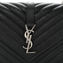 Sheepskin Matelasse Chevron Monogram Medium College Bag Black
