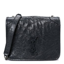 Crinkled Calfskin Matelasse Monogram Niki Chain Wallet Dark Smog