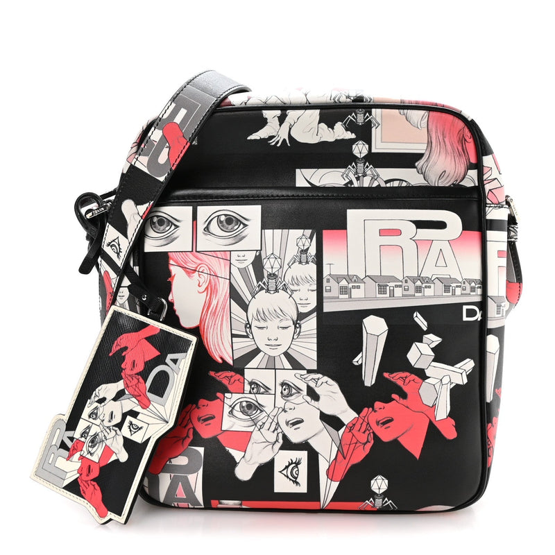 X JAMES JEAN Vitello DNA Flat Messenger Bag Black