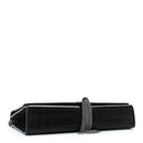Calfskin Crocodile Embossed Medium Classic Monogram Kate Tassel Satchel Black