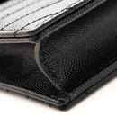 Grain De Poudre Matelasse Chevron Monogram Envelope Chain Wallet Black