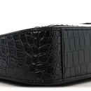 Calfskin Crocodile Embossed Le 5 A 7 Hobo Black