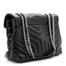 Calfskin Y Quilted Monogram Medium Loulou Chain Satchel Black