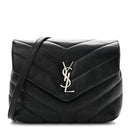 Calfskin Y Quilted Monogram Toy Loulou Crossbody Bag Black